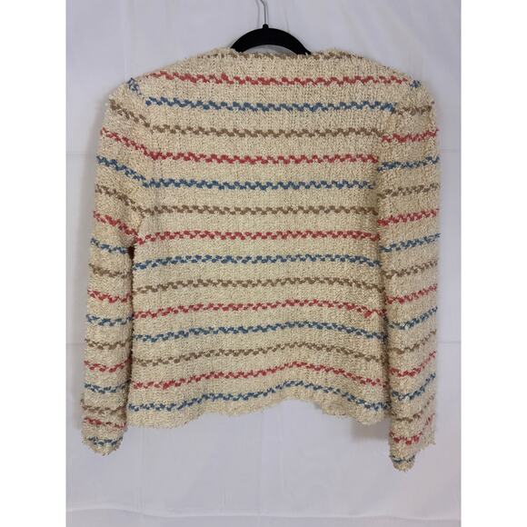 Vintage White Stag Bouclé Jacket Women’s Medium Made in USA Striped Retro Lined - Picture 3 of 12